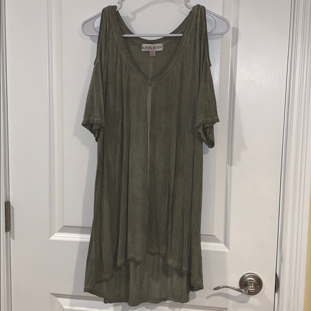 Olive Green Cold Shouldee Tee